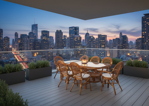 Juego de Comedor JAVA con Estructura de Ratán, Estilo Tradicional, Cómodo, Mesa Larga para Apartamento, Villa, Hotel y Muebles para el Hogar - Product Image 2