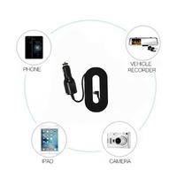 Chargeur de voiture avec câble 12V 24V vers 5V 3A, adaptateur allume-cigare, chargeur de voiture Type C pour caméra embarquée, protection OTP
