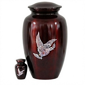 Urna de cremación de Metal Mother of Pearl Bird para cenizas humanas Suministros funerarios elegantes - Product Image 1