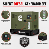 Groupe électrogène 30 kW avec moteur Cummins, générateur diesel 40 kVA 480 V 30 kW 35 kW 45 kVA