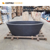 Baignoire hydromassante Cotrustone, couleur grise, forme ovale, en marbre, pour salle de bain, garantie 5 ans, design moderne