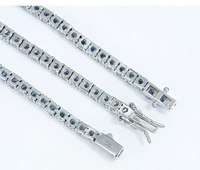 Pulsera de tenis de moissanita azul real de plata S925 de 5 mm, cadena de eslabones clásica con diamantes de laboratorio, joyería de imitación de diamantes de alta calidad