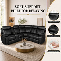 Modernes L-förmiges Recliner-Schlafs ofa Extra breite PU-Leder-Lounge-Couch mit 2 Getränke haltern Aufbewahrung Wohnzimmer möbel