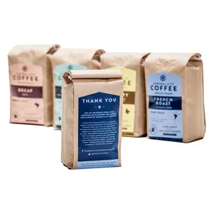 Wholesale Custom Logo ECO Friendly 250g 500g Flat Bottom Coffee Bags With Zipper