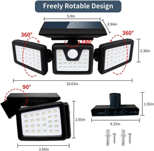 Projecteur LED Solaire Mural Extérieur Étanche 10W à Trois Têtes Multi-modes pour Jardin, Cour et Allée HY 102 IP6 - Product Image 5