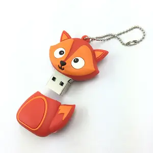Diseño personalizado FOX forma memoria Flash Stick 16GB Animal forma PVC USB pen drive a granel barato de China