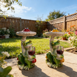 Figurine en résine grenouille et champignon, champignon rouge et jaune, décoration de jardin et de maison, ornement artistique de bureau - Product Image 2