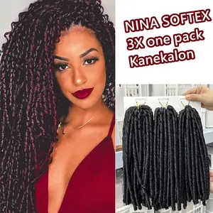 Cabelo sintetico Nina Soft Dread Flex 12-14 pulgadas 3X NINA 210G 15 hebras * 3 Nina SOFTEX hair cabelo Curly ruso extensión de cabello
