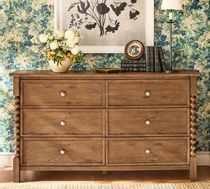 MYHOME <span class=keywords><strong>Commode</strong></span> Moderne Luxe Léger <span class=keywords><strong>Large</strong></span> en Bois Massif, Table de Coiffeuse Simple à 6 Tiroirs, Meubles de Chambre à Coucher - Product Image 1