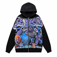 Sweat-shirt à capuche zippé personnalisé avec impression graphique intégrale pour homme, streetwear oversize, imprimé The Dream, style hip-hop, en coton