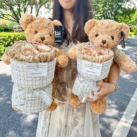 Diskon besar boneka beruang Teddy buket mawar abadi Hari Valentine hadiah ulang tahun pacar laki-laki kartu ucapan kustom Wisuda