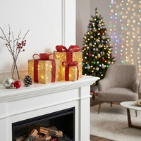 Adorno para Árbol de Navidad con Luces LED, Decoración Navideña para Interiores, Funciona con Pilas, IP44, Blanco Cálido, Caja de Regalo, Decoración para Fiestas