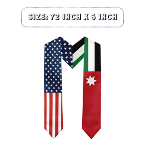 Écharpe de graduation en satin pour adultes, 13*180CM, États-Unis et Jordanie, Études à l'étranger - Product Image 2