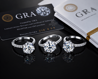 Bague Solitaire Élégante en Argent Poli S925 avec Pierre Ronde VVS et Griffes Solides, Certifiée GRA, pour Soirée, en Moissanite