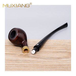 Muxiang Briar Wood Pipe Bent Type 9mm Mortise Joint Handmade Tobacco Pipe Reading Pipe - Product Image 5