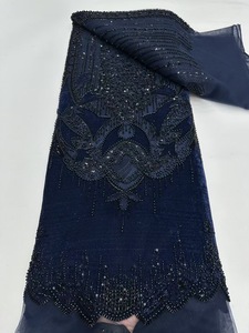 Ni. Ai thiết kế mới nhung ren thêu vải đính cườm ren vải ngọc trai ren sequin vải với trình tự - Product Image 3