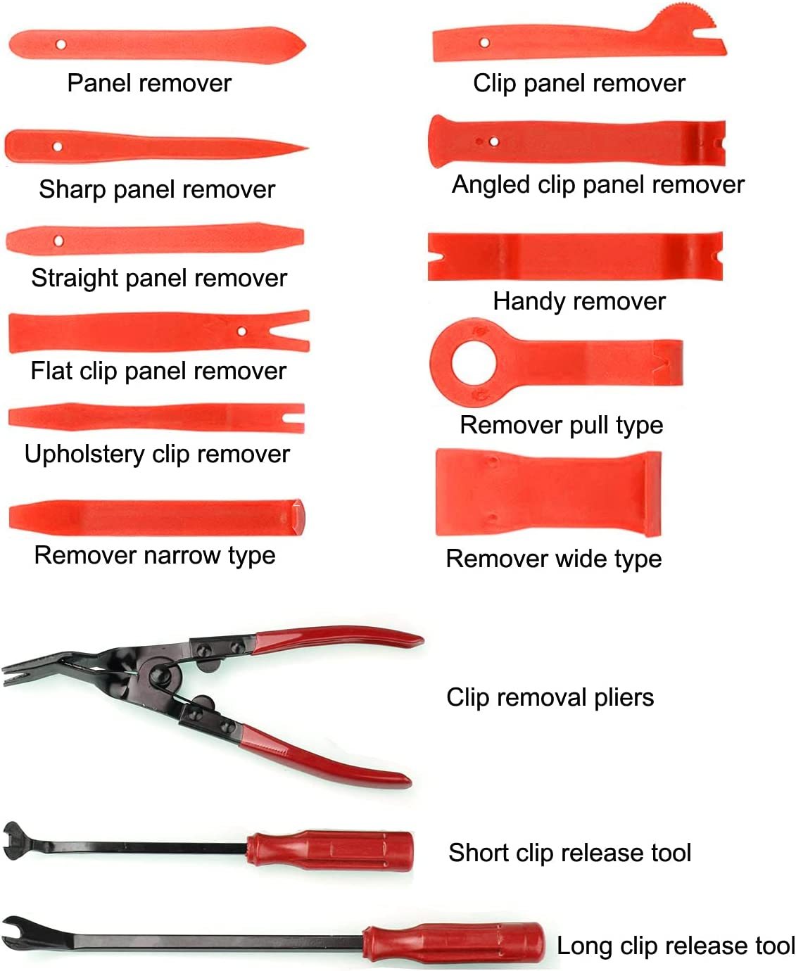 Abiyou 19PCS Outil Demontage Garniture Voiture - Kit Complet Rouge Pour Panneaux Et Intérieurs