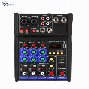 Mini console de mixage audio numérique USB professionnelle 4 canaux avec 2 micros sans fil pour diffusion en direct et chant - Product Image 4