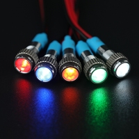 Ventes chaudes, voyant lumineux LED en laiton nickelé à tête plate de 6 mm, étanche IP65, 220 V, voyant lumineux de signalisation, cordon de 150 mm