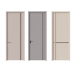 Puerta Interior Minimalista de Tablero MDF con Acabado, Apertura Manual, Aislamiento Acústico, Opciones de Color Beige y Gris - Product Image 1