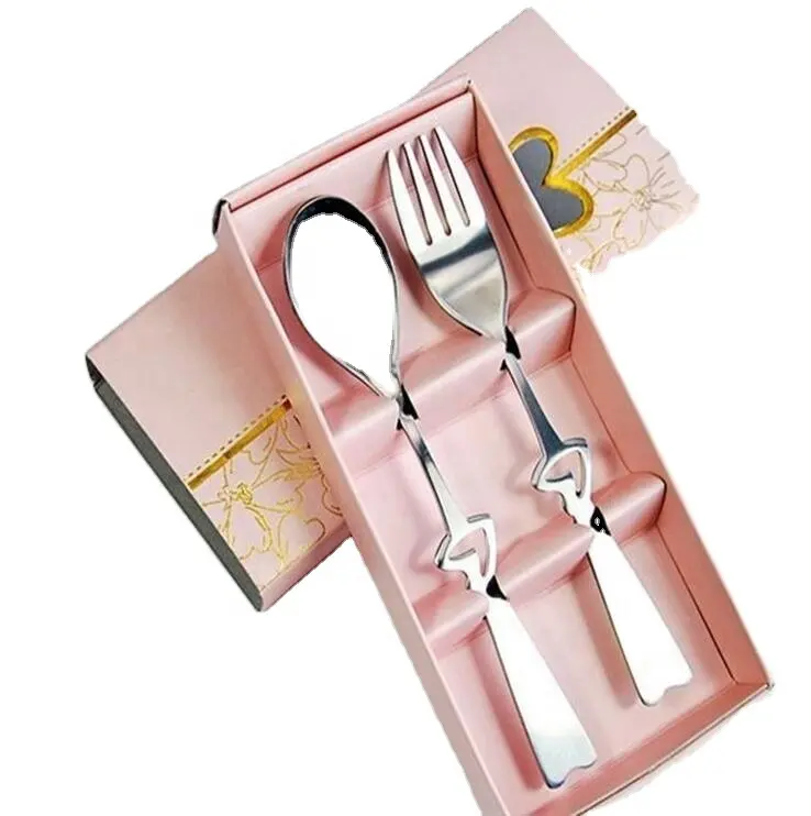 Vendite calde cucchiaio e forchetta a forma di cuore Set bomboniere regali per gli ospiti