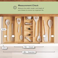 Organisateur de tiroir de cuisine extensible en bambou avec logo personnalisé, plateau ajustable pour couverts (cuillères, fourchettes), rangement d'armoire pour revendeurs