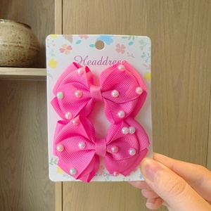 Nuevas Pinzas para el Cabello Estilo Coreano, Lindas Pinzas para el Cabello de Bebé Hechas a Mano, Pequeñas Pinzas con Lazo de Perlas y Tela, Accesorios para el Cabello de Niños - Product Image 4
