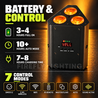 Projecteur LED sans fil sur batterie pour événements et mariages, 3x18W RGBAW+UV, avec DMX et télécommande IR