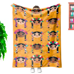 Mantas de franela para bebé, mantas de Jacquard a granel, diseño personalizado al por mayor, Talavera mexicana, princesa latina, Niña - Product Image 4