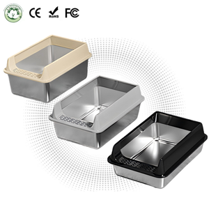스테인리스 스틸 초대형 반폐쇄형 탑인 타입 방수 높은 펜스 뚜껑 고양이 화장실 직사각형 쉬운 청소 - Product Image 1