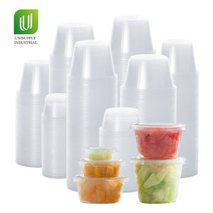 Unisupply-Vasos desechables para gelatina con tapas, vasos de plástico para llevar, contenedor de comida, porción de 1oz, taza para salsa con tapa - Product Image 1