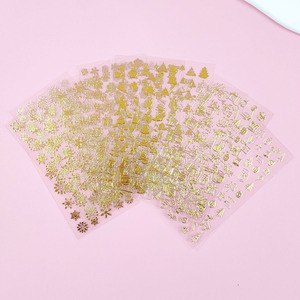 Autocollants pour ongles Tiebeauty de Noël, motif flocon de neige en relief avec feuille d'or, pour décorations d'art des ongles - Product Image 2
