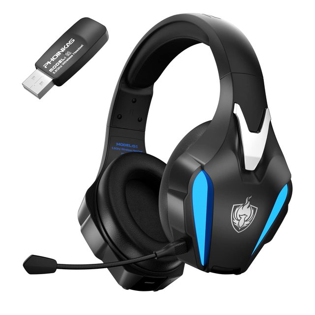 PHOINIKAS Q5 Wireless Gaming Headset for PS4/PS5/PC/Nintendo Switch-over Ear for 5.0 RGB Lighting Detachable Mic Sports