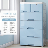 Armoire de rangement empilable en plastique coloré pour vêtements de chambre à coucher avec roulettes et tiroirs coulissants