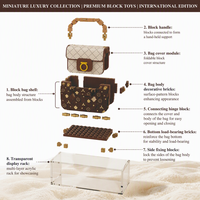Mini Sac à Main de Luxe en Briques de Construction, Modèle de Sac à Main de Créateur à Collectionner, Jouet pour Enfants et Collectionneurs