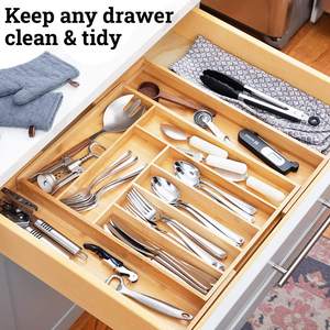 Tiroir à couverts réglable <span class=keywords><strong>en</strong></span> bambou extensible <span class=keywords><strong>cuisine</strong></span> chambre organisateur de rangement pour fourchette cuillère baguettes <span class=keywords><strong>plateau</strong></span> <span class=keywords><strong>en</strong></span> <span class=keywords><strong>bois</strong></span> - Product Image 3