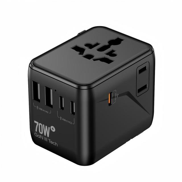 Multi-Function Travel Charger New 2AC PD 70W USB Universal Adaptor Small Size GaN Multi Plug Socket for International Travel