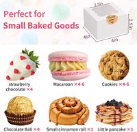 WINKIO 24 boîtes carrées en carton blanc pour pâtisserie 4x4x25 pouces avec fenêtre, mini gâteaux, desserts, pâtisseries, beignets (avec autocollants) de qualité alimentaire