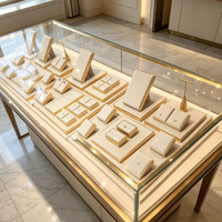 Ensemble de présentoirs à bijoux en microfibre pour merchandising visuel, avec logo personnalisé, accessoires professionnels pour vitrine, ensemble de bustes porte-colliers