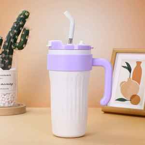 American-style Handle Stainless Steel Vacuum Tumbler with <b>Large</b> Capacity Leak-Proof Straw <b>Cup</b> - Product Image 6