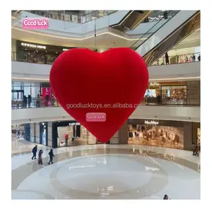 2024 moda enorme publicidade inflável dos namorados dauy Inflável pendurado 3m grande coração vermelho para shopping center decoração