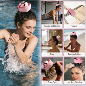 Bonnet en polyester réglable avec cordon de serrage, résistant à l'eau, réutilisable, accessoires de soin des cheveux, serviettes de séchage pour cheveux - Product Image 6
