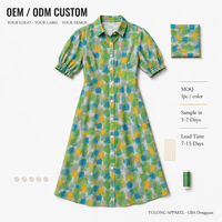 Robe chemise personnalisée pour femme à imprimé abstrait, manches courtes, boutonnée, longueur midi, décontractée, coupe ample, style A-line, pour l'été et la plage