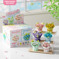 Bunga Abadi Grosir, Blok Mikro Bangunan, Buket Mawar, Bunga Matahari, Anyelir, Mainan Puzzle Rakitan 3D DIY, Hiasan Rumah