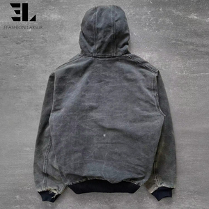 Giacca da lavoro LARSUR personalizzata in tela di cotone con lavaggio distressed, applicazioni e ricami, giacca da carpentiere Detroit, cappotto da lavoro - Product Image 3