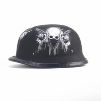 Casque de moto à pédale classique, demi-visage, style classique, deuxième guerre mondiale, rétro, squelette, Vintage