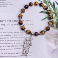 Bracelets en cristal de guérison en œil de tigre jaune brun véritable plaqué or CZ, pierre naturelle, bijoux de protection spirituelle