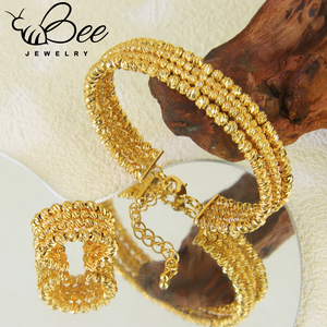 Juego de Anillos y Brazaletes Turcos Vintage, Chapados en Oro de 24k, con Cuentas, para Novias, Bodas y Fiestas - Product Image 3
