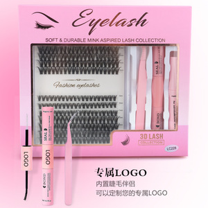 LC225 LC226 LC228 LC230 False Eyelashes <b>Individual</b> Clusters High Grade Fiber Black Cotton Stalk Single <b>Lashes</b> Extension Kit - Product Image 2