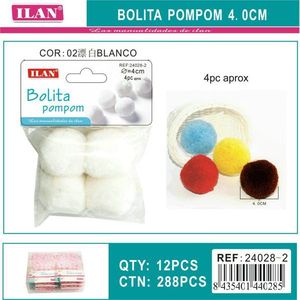 Iln White <b>Wool</b> Pompom 4 Cm <b>Craft</b> Decorations For DIY Projects - Product Image 1
